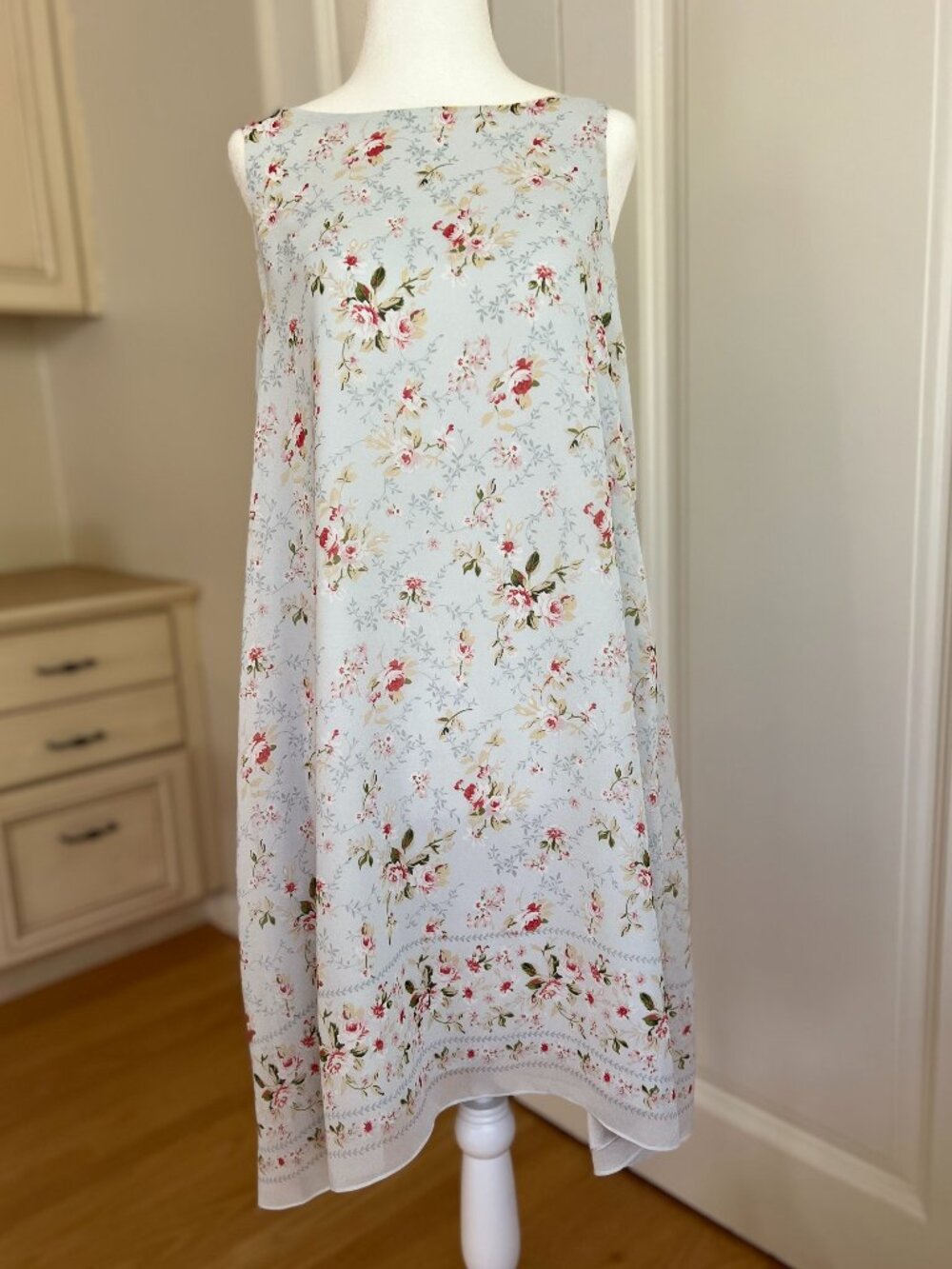 Max Edition Size S Sleeveless Light Blue with Flowers Summer Dress